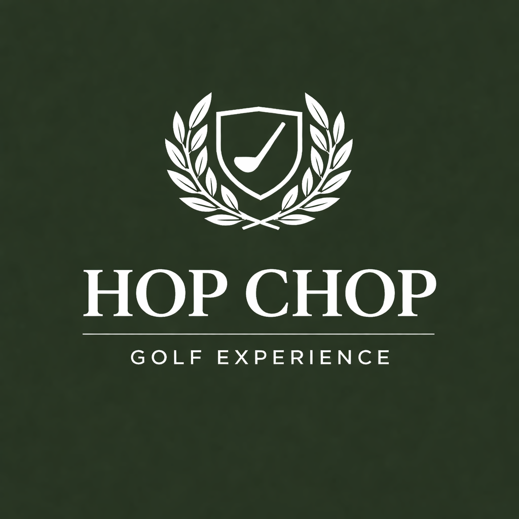Logo van HOP CHOP Golf Experience op groen
